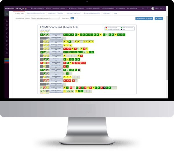 Screenshot +Cyber - CMMC Scorecard - Desktop
