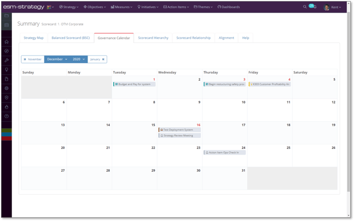 Screenshot +Strategy - Governance Calendar