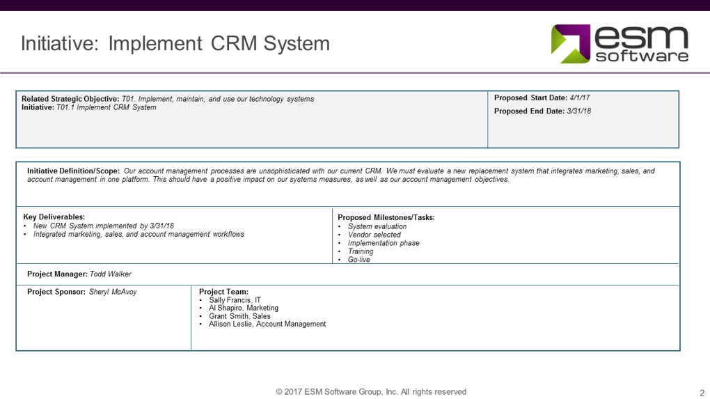 Strategic Initiatives Examples