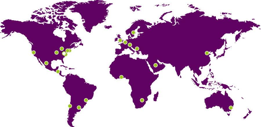 world map with partner locations