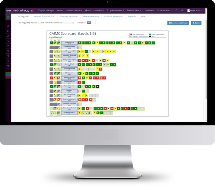 Screenshot +Cyber - CMMC Scorecard - Desktop