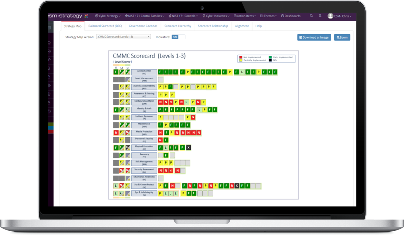 Screenshot +Cyber - CMMC Scorecard - LAPTOP